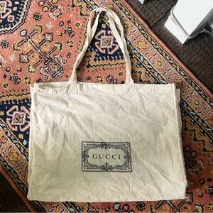 GUCCI Cream Cotton Reusable Shopping Tote Bag
